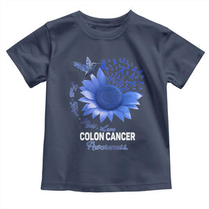 Colon Cancer Awareness Toddler T Shirt Faith Hope Fight Love Blue Sunflower Ribbon TS11 Navy Print Your Wear