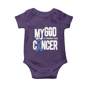 Colorectal Cancer Awareness Baby Onesie My God Is Stronger Than Cancer TS11 Purple Print Your Wear