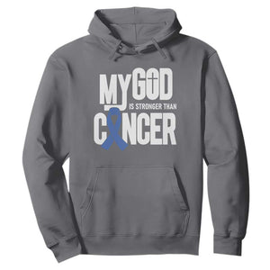 Colorectal Cancer Awareness Hoodie My God Is Stronger Than Cancer TS11 Charcoal Print Your Wear