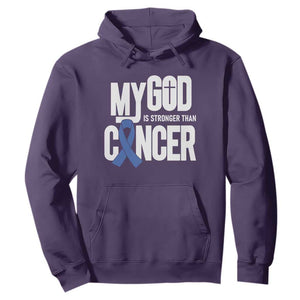 Colorectal Cancer Awareness Hoodie My God Is Stronger Than Cancer TS11 Purple Print Your Wear