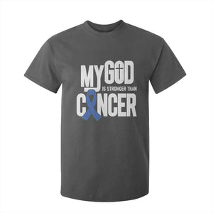 Colorectal Cancer Awareness T Shirt For Kid My God Is Stronger Than Cancer TS11 Dark Heather Print Your Wear