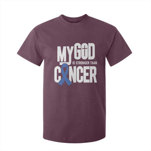 Colorectal Cancer Awareness T Shirt For Kid My God Is Stronger Than Cancer TS11 Maroon Print Your Wear