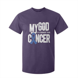 Colorectal Cancer Awareness T Shirt For Kid My God Is Stronger Than Cancer TS11 Purple Print Your Wear
