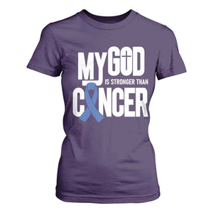Colorectal Cancer Awareness T Shirt For Women My God Is Stronger Than Cancer TS11 Purple Print Your Wear