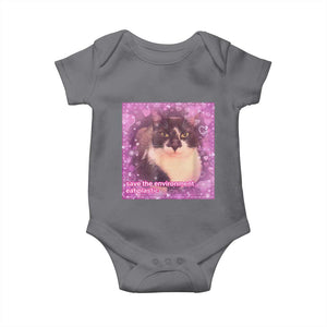 Funny Save The Environment Eat Plastic Baby Onesie Cat Meme TS11 Charcoal Print Your Wear