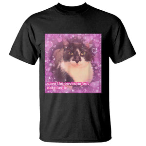Funny Save The Environment Eat Plastic T Shirt Cat Meme TS11 Black Print Your Wear