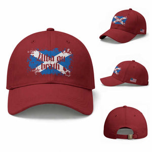 Alba Gu Brath Baseball Cap Vintage Scottish Scotland Flag Saltire TS11 Baseball Cap Universal Fit Cherry Red Print Your Wear