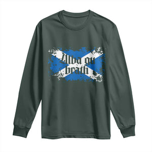 Alba Gu Brath Long Sleeve Shirt Vintage Scottish Scotland Flag Saltire TS11 Dark Forest Green Print Your Wear