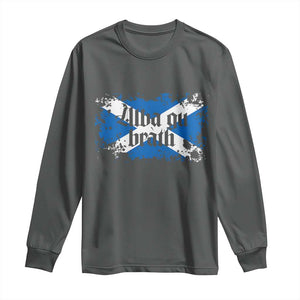 Alba Gu Brath Long Sleeve Shirt Vintage Scottish Scotland Flag Saltire TS11 Dark Heather Print Your Wear