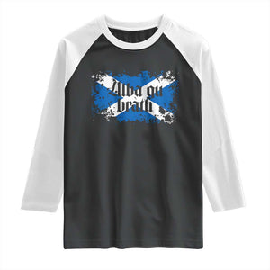 Alba Gu Brath Raglan Shirt Vintage Scottish Scotland Flag Saltire TS11 Black White Print Your Wear
