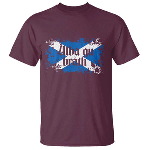 Alba Gu Brath T Shirt Vintage Scottish Scotland Flag Saltire TS11 Maroon Print Your Wear