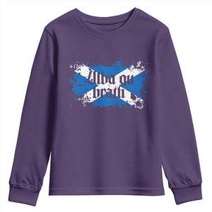 Alba Gu Brath Youth Sweatshirt Vintage Scottish Scotland Flag Saltire TS11 Purple Print Your Wear
