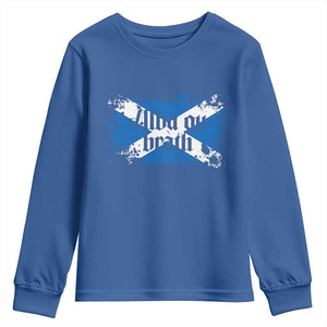 Alba Gu Brath Youth Sweatshirt Vintage Scottish Scotland Flag Saltire TS11 Royal Blue Print Your Wear