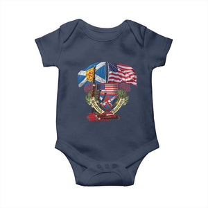 Scottish American Heritage Month Baby Onesie Bagpipe Vintage Scottish American Flag Thistle TS11 Navy Print Your Wear