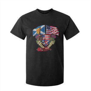Scottish American Heritage Month T Shirt For Kid Bagpipe Vintage Scottish American Flag Thistle TS11 Black Print Your Wear