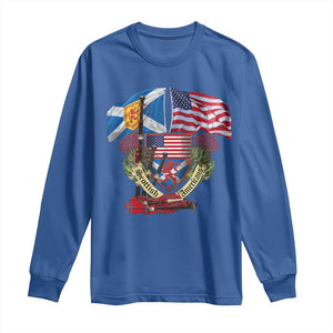 Scottish American Heritage Month Long Sleeve Shirt Bagpipe Vintage Scottish American Flag Thistle TS11 Royal Blue Print Your Wear