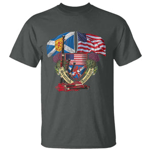 Scottish American Heritage Month T Shirt Bagpipe Vintage Scottish American Flag Thistle TS11 Dark Heather Print Your Wear