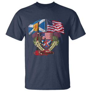 Scottish American Heritage Month T Shirt Bagpipe Vintage Scottish American Flag Thistle TS11 Navy Print Your Wear