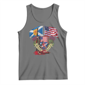 Scottish American Heritage Month Tank Top Bagpipe Vintage Scottish American Flag Thistle TS11 Black Heather Print Your Wear