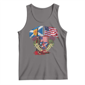 Scottish American Heritage Month Tank Top Bagpipe Vintage Scottish American Flag Thistle TS11 Deep Heather Print Your Wear