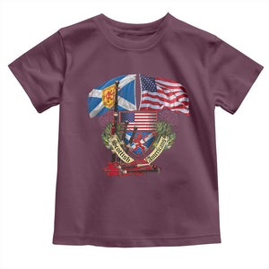 Scottish American Heritage Month Toddler T Shirt Bagpipe Vintage Scottish American Flag Thistle TS11 Maroon Print Your Wear
