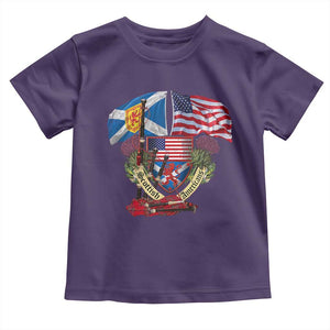 Scottish American Heritage Month Toddler T Shirt Bagpipe Vintage Scottish American Flag Thistle TS11 Purple Print Your Wear