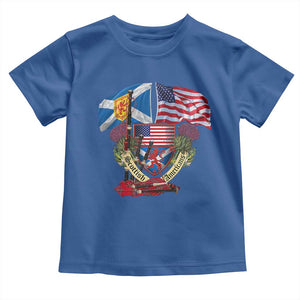 Scottish American Heritage Month Toddler T Shirt Bagpipe Vintage Scottish American Flag Thistle TS11 Royal Blue Print Your Wear