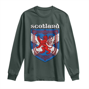 Scottish Pride Long Sleeve Shirt Scottish Rampant Lion Flag Scotland Coat of Arms TS11 Dark Forest Green Print Your Wear