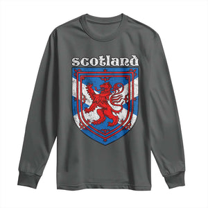 Scottish Pride Long Sleeve Shirt Scottish Rampant Lion Flag Scotland Coat of Arms TS11 Dark Heather Print Your Wear