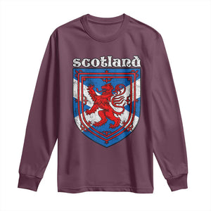 Scottish Pride Long Sleeve Shirt Scottish Rampant Lion Flag Scotland Coat of Arms TS11 Maroon Print Your Wear