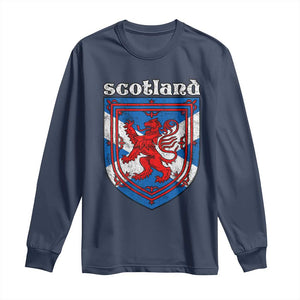 Scottish Pride Long Sleeve Shirt Scottish Rampant Lion Flag Scotland Coat of Arms TS11 Navy Print Your Wear