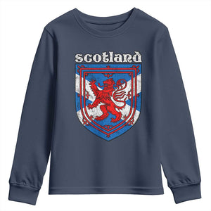 Scottish Pride Youth Sweatshirt Scottish Rampant Lion Flag Scotland Coat of Arms TS11 Navy Print Your Wear