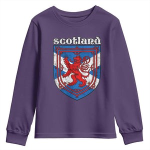 Scottish Pride Youth Sweatshirt Scottish Rampant Lion Flag Scotland Coat of Arms TS11 Purple Print Your Wear