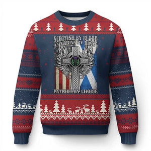 Scottish American Ugly Christmas Sweater Scottish By Blood American By Birth Patriot By Choice TS11 Navy Red Print Your Wear