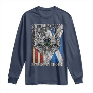 Scottish American Long Sleeve Shirt Scottish By Blood American By Birth Patriot By Choice TS11 Navy Print Your Wear