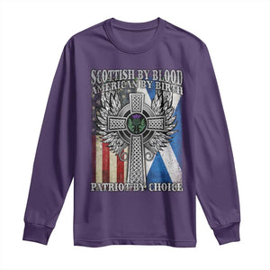 Scottish American Long Sleeve Shirt Scottish By Blood American By Birth Patriot By Choice TS11 Purple Print Your Wear