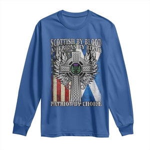 Scottish American Long Sleeve Shirt Scottish By Blood American By Birth Patriot By Choice TS11 Royal Blue Print Your Wear