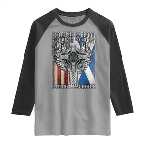 Scottish American Raglan Shirt Scottish By Blood American By Birth Patriot By Choice TS11 Sport Gray Black Print Your Wear