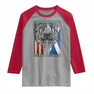Scottish American Raglan Shirt Scottish By Blood American By Birth Patriot By Choice TS11 Sport Gray Red Print Your Wear
