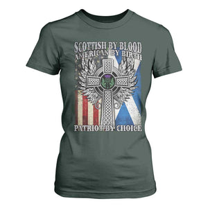Scottish American T Shirt For Women Scottish By Blood American By Birth Patriot By Choice TS11 Dark Forest Green Print Your Wear