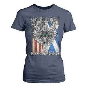 Scottish American T Shirt For Women Scottish By Blood American By Birth Patriot By Choice TS11 Navy Print Your Wear