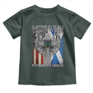 Scottish American Toddler T Shirt Scottish By Blood American By Birth Patriot By Choice TS11 Dark Forest Green Print Your Wear