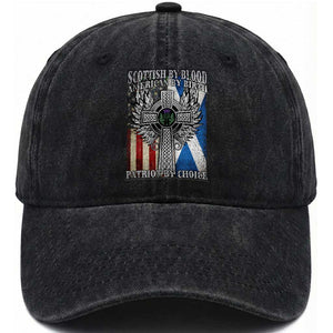 Scottish American Washed Cotton Baseball Cap Scottish By Blood American By Birth Patriot By Choice TS11 Print Your Wear