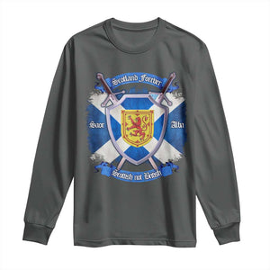 Scotland Forever Saor Alba Scottish Not British Long Sleeve Shirt Scottish Pride TS11 Dark Heather Print Your Wear
