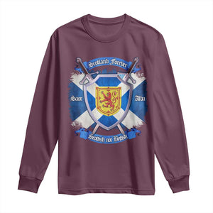 Scotland Forever Saor Alba Scottish Not British Long Sleeve Shirt Scottish Pride TS11 Maroon Print Your Wear