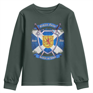 Scotland Forever Saor Alba Scottish Not British Youth Sweatshirt Scottish Pride TS11 Dark Forest Green Print Your Wear