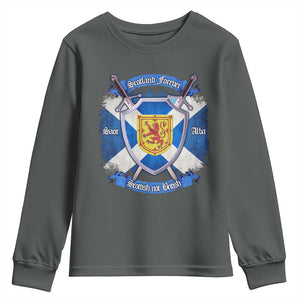 Scotland Forever Saor Alba Scottish Not British Youth Sweatshirt Scottish Pride TS11 Dark Heather Print Your Wear