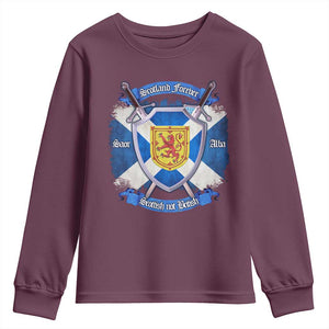 Scotland Forever Saor Alba Scottish Not British Youth Sweatshirt Scottish Pride TS11 Maroon Print Your Wear