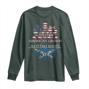 American Grown With Scottish Roots Long Sleeve Shirt Scottish American Heritage Thistle Flower TS11 Dark Forest Green Print Your Wear