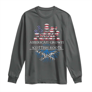 American Grown With Scottish Roots Long Sleeve Shirt Scottish American Heritage Thistle Flower TS11 Dark Heather Print Your Wear